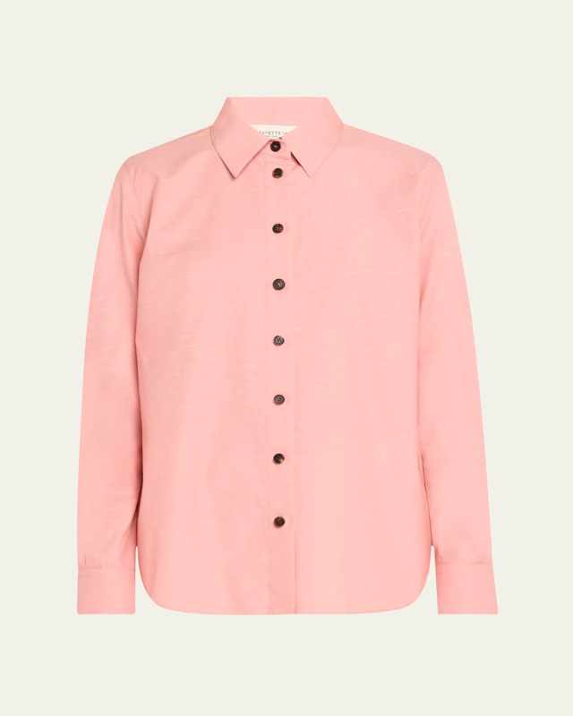 Flounce-Hem Short-Sleeve Shirtdress
